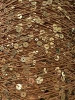 Пряжа нить охра рыжая, пайетка золото 095 (98% хлопок, 2% полиамид) 120 м/50 гр 